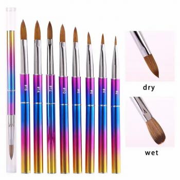 Custom Logo Pinceles 100%Pure Kolinsky Nail Art Brush Angles Petal Crimped Kolinsky Acrylic Nail Brush For AcrylicNail