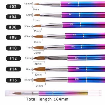 Custom Logo Pinceles 100%Pure Kolinsky Nail Art Brush Angles Petal Crimped Kolinsky Acrylic Nail Brush For AcrylicNail