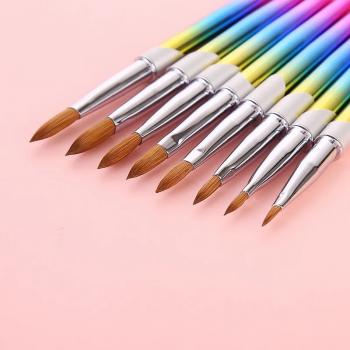 Hot Metal Gradient Rod Pure Sable Hair Nail Art Crystal Brush Siberian Sable Hair Crystal Painting Nail Art Brush