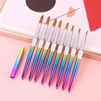 Hot Metal Gradient Rod Pure Sable Hair Nail Art Crystal Brush Siberian Sable Hair Crystal Painting Nail Art Brush