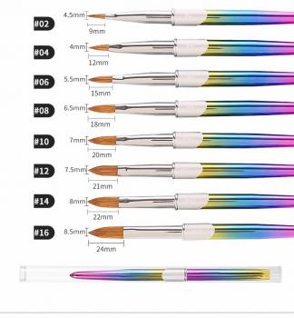 Hot Metal Gradient Rod Pure Sable Hair Nail Art Crystal Brush Siberian Sable Hair Crystal Painting Nail Art Brush