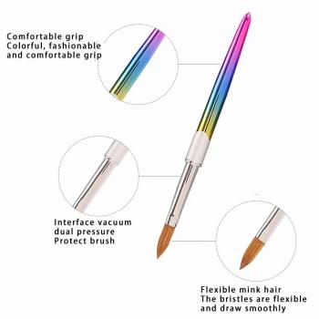 Hot Metal Gradient Rod Pure Sable Hair Nail Art Crystal Brush Siberian Sable Hair Crystal Painting Nail Art Brush
