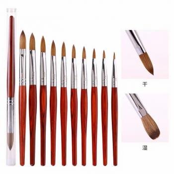 New Nail Art Brush Personalized Customized 100% Pure Kolinsky Acrylic Nail Brush Sable Red Nail Acrylic Brush 12/14/16/18