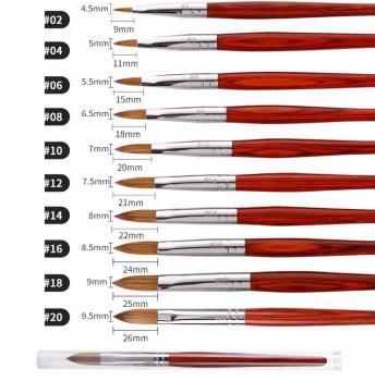 New Nail Art Brush Personalized Customized 100% Pure Kolinsky Acrylic Nail Brush Sable Red Nail Acrylic Brush 12/14/16/18