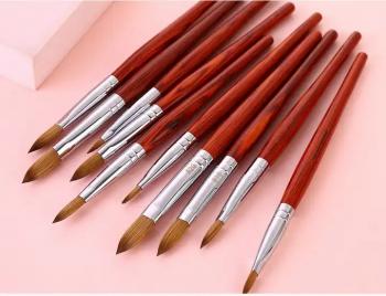 New Nail Art Brush Personalized Customized 100% Pure Kolinsky Acrylic Nail Brush Sable Red Nail Acrylic Brush 12/14/16/18