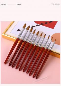 New Nail Art Brush Personalized Customized 100% Pure Kolinsky Acrylic Nail Brush Sable Red Nail Acrylic Brush 12/14/16/18