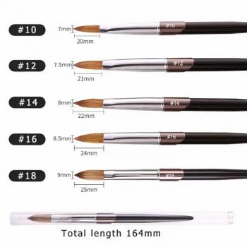 Hot Nail Art Brush Personalized Customized 100% Pure Kolinsky Acrylic Nail Brush Sable Pink Nail Acrylic Brush 12/14/16/18