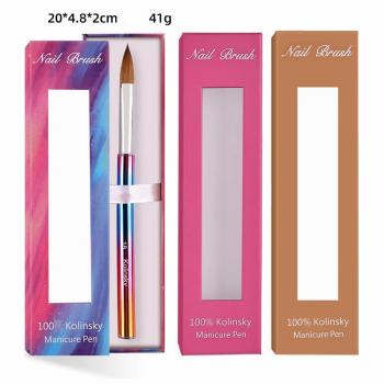 Fashion Nail Brushes Wholesale Metal Handle Crimped Round Number 8 10 12 14 16 18 Acrylic Brush Kolinsky High Quality