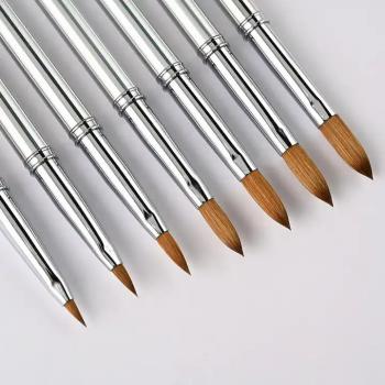 High Quality Custom Logo Real Kolinsky Hair Silver Metal Handle Round Head Acrylic Nail Brush for Acrylic Nails Art No reviews yet