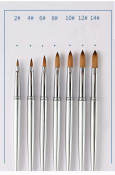 High Quality Custom Logo Real Kolinsky Hair Silver Metal Handle Round Head Acrylic Nail Brush for Acrylic Nails Art No reviews yet