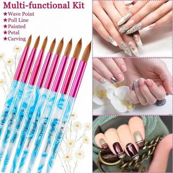 Blue brush handle rose red metal acrylic Nail Brushes For Acrylic Gorgeous Factory can customize wholesale logo packaging