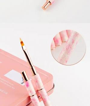New Professional Metal Handle Acrylic Nail Design Brushes Set Custom Logo DIY Manicure Home Salon Nail Ombre Brush