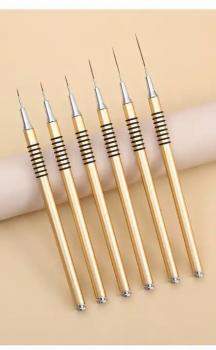 high quality best selling Popular Nylon Gel Nail Brush Pink Metal Nail Art Brush Set 5 Pcs Nail Art Liner Brush