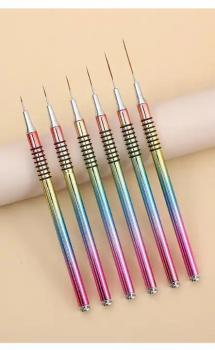 high quality best selling Popular Nylon Gel Nail Brush Pink Metal Nail Art Brush Set 5 Pcs Nail Art Liner Brush
