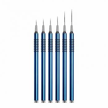 high quality best selling Popular Nylon Gel Nail Brush Pink Metal Nail Art Brush Set 5 Pcs Nail Art Liner Brush