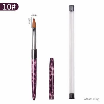 Professional Salon Nail Brush Purple Leopard Metal Handle Oval Crimped 100% Pure Kolinsky Hair Acrylic Powder Brush 12 14 16 18