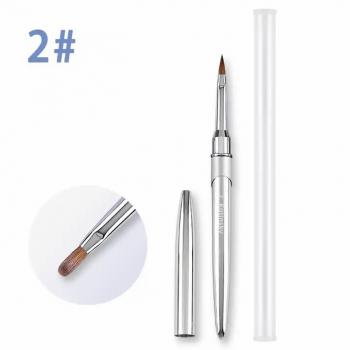 New Product Metal Sliver Handle Professional Kolinsky Pure Acrylic Brushes 18 Crimped Brush With Natural Feathers for Nail