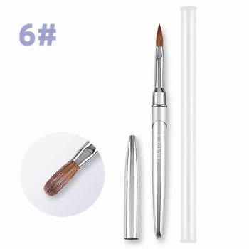 New Product Metal Sliver Handle Professional Kolinsky Pure Acrylic Brushes 18 Crimped Brush With Natural Feathers for Nail