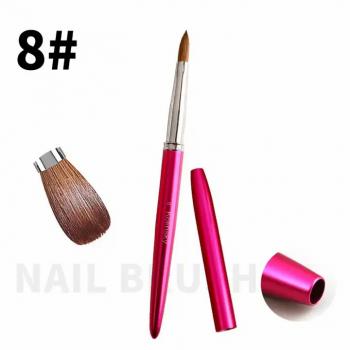 New Product Luxury Hot Pink Professional Acrylic Powder Brush Metal Handle 100% Kolinsky Acrylic Nail Brush