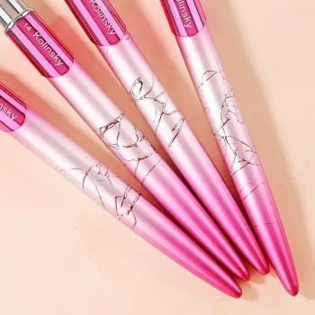 pink metal nail art brushes 2 4 6 8 10 12 14 16 18 100% kolinsky sable hair acrylic crimped nail brush kolinsky nail brushes