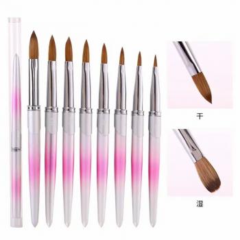 100% Different Size Pink Metal Nails Acrylic brush #16 Factory Manufacture Kolinsky Sable Acrylic Nail Brush