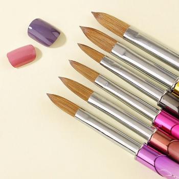 Private Custom LOGO 100% Pure Kolinsky Hair Nail Brush Multiple Color Metal Handle Crimped or Round Acrylic Nail Art Brush