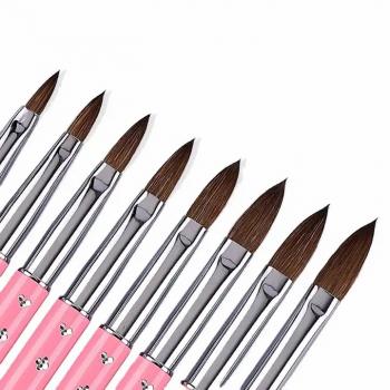 Pink metal handle kolinsky nail brush private label acrylic nail brushes