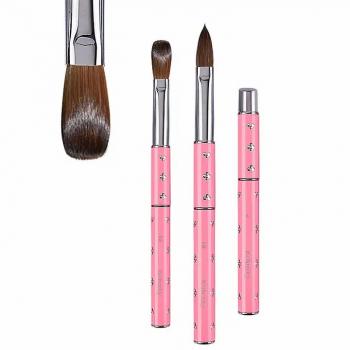 Pink metal handle kolinsky nail brush private label acrylic nail brushes