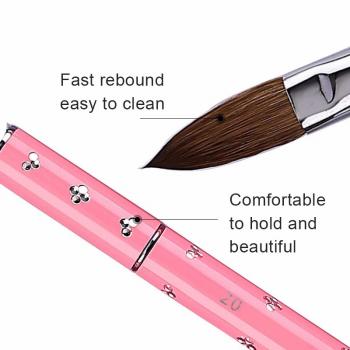 Pink metal handle kolinsky nail brush private label acrylic nail brushes