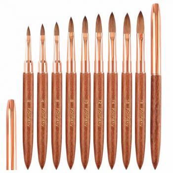 Sandalwood Handle Kolinsky Nail Art Brush Acrylic UV Gel Extension Pen Nail Polish Painting Drawing Brush