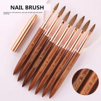 Sandalwood Handle Kolinsky Nail Art Brush Acrylic UV Gel Extension Pen Nail Polish Painting Drawing Brush