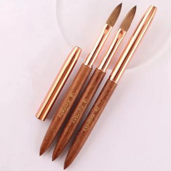 Sandalwood Handle Kolinsky Nail Art Brush Acrylic UV Gel Extension Pen Nail Polish Painting Drawing Brush