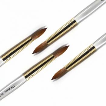 New Product Transparent 100% Pincel Kolinsky Superior Quality Customized Nail Tech Brushes Japanese Nail Brush