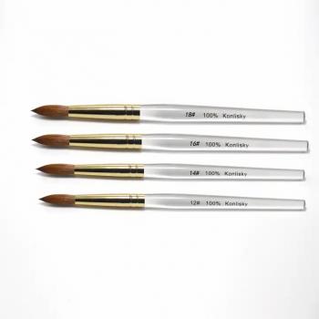 New Product Transparent 100% Pincel Kolinsky Superior Quality Customized Nail Tech Brushes Japanese Nail Brush