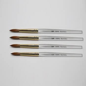 New Product Transparent 100% Pincel Kolinsky Superior Quality Customized Nail Tech Brushes Japanese Nail Brush