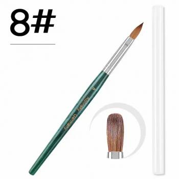 New Product Custom Logo Engraved Oval Crimped 100% Pure Kolinsky Brush Green Wooden Handle Sable Kolinsky Acrylic Nail Brush