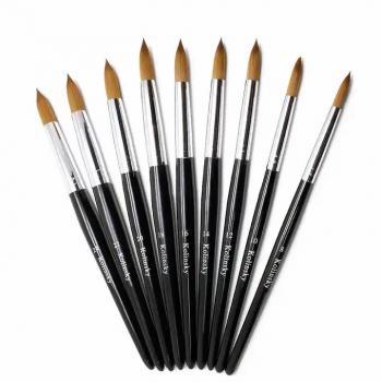 Custom Label Wooden Nail Brush Pure Kolinsky for Professional Manicure Kolinsky Nail Brush Black Beauty Care Make Tools
