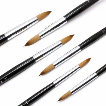 Custom Label Wooden Nail Brush Pure Kolinsky for Professional Manicure Kolinsky Nail Brush Black Beauty Care Make Tools