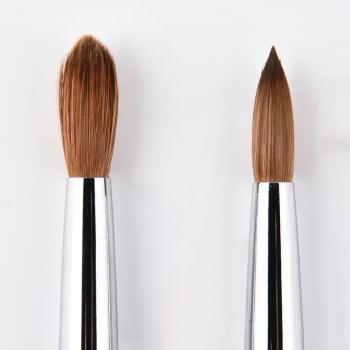 New Custom Logo 100% Kolinsky Hair Bristles Crimped Shaped Acrylic Nail Brushes Nail Art Manicure Tool Size 8 10 12 14 16