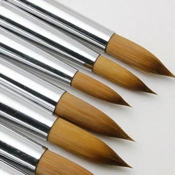High-quality acrylic powder dedicated nail brush Size 8-20 customizable logo quick proofing 100%Kolinsky yellow red nail brush