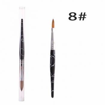2024 Factory Wholesale 100% Kolinsky Black White Marble Handle Acrylic Nail Brush Crimped or Round Acrylic Nail Art Brush