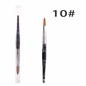 2024 Factory Wholesale 100% Kolinsky Black White Marble Handle Acrylic Nail Brush Crimped or Round Acrylic Nail Art Brush