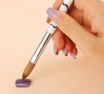 Factory Wholesale 100% Kolinsky Marble Handle Acrylic Nail Brush Crimped or Round Acrylic Nail Art Brush