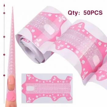 Wholesale New Pink Extension Adhesive Paper Aluminum Nail Form Hard Longer Nail Form