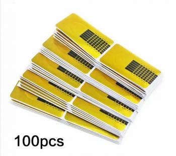 2024 Custom LOGO Holographic Paper Nail Art Extension Double Use Strong Soft Gel Dual Acrylic Nail Form