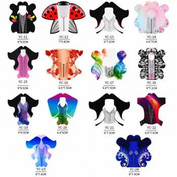 2024 Custom logo 100 Pcs/Pack Paper Trays UV Gel butterfly Nail Tip Extension Form