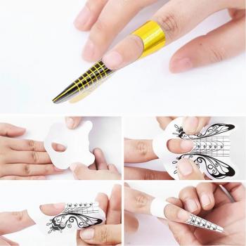 2024 Custom logo 100 Pcs/Pack Paper Trays UV Gel butterfly Nail Tip Extension Form