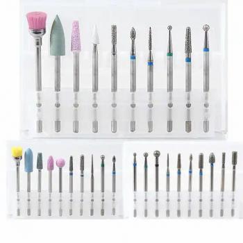 0Pcs/set Stainless Steel Diamond Nail Drill Bit Set Sanding Portable Electric Nail Drill Machine Set With Bits