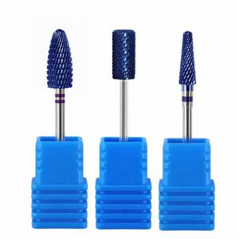 Newest Tornado Blue Coating 5 in 1 Tungsten Carbide Milling Cutter Rotary Burrs Nail Drill Filing Bits Electric