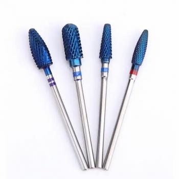 Newest Tornado Blue Coating 5 in 1 Tungsten Carbide Milling Cutter Rotary Burrs Nail Drill Filing Bits Electric